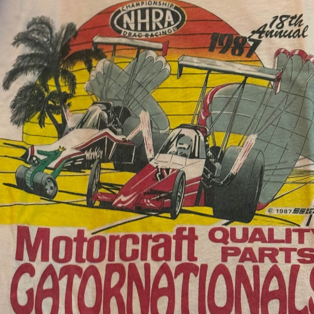 NHRA 1987 Gatornationals Screen Stars Pink Tee